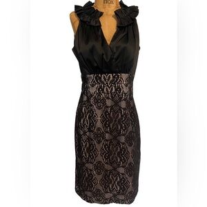 Donna Ricco Black Sheath Dress with Ruffled Halter Neckline Like New! 4